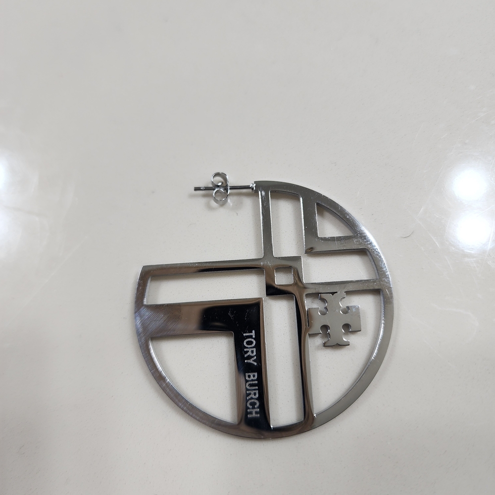 2" Tory Burch Metallic Logo Statement Earring